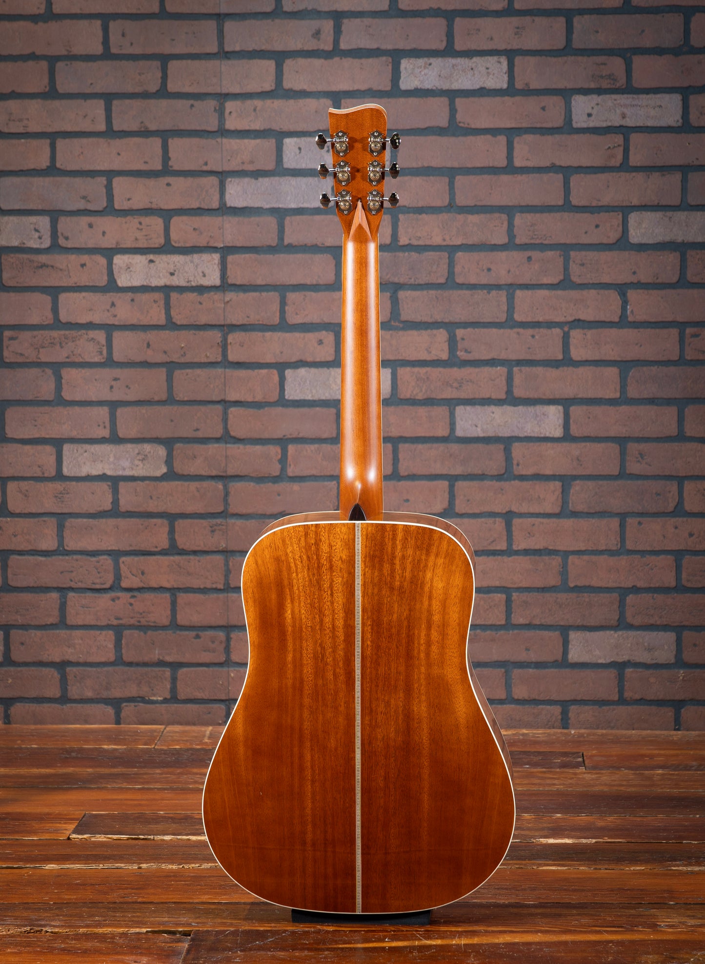 Gallagher Doc Watson Model acoustic guitar body and neck with Mahogany back, dreadnought body, glossy nitrocellulose lacquer, and vintage aesthetic.