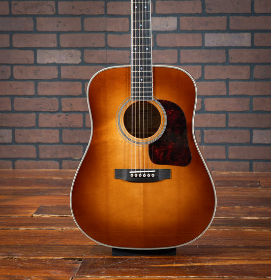 Gallagher Doc Watson Model acoustic guitar with custom sunburst, dreadnought body, vintage aesthetic, and glossy nitrocellulose lacquer